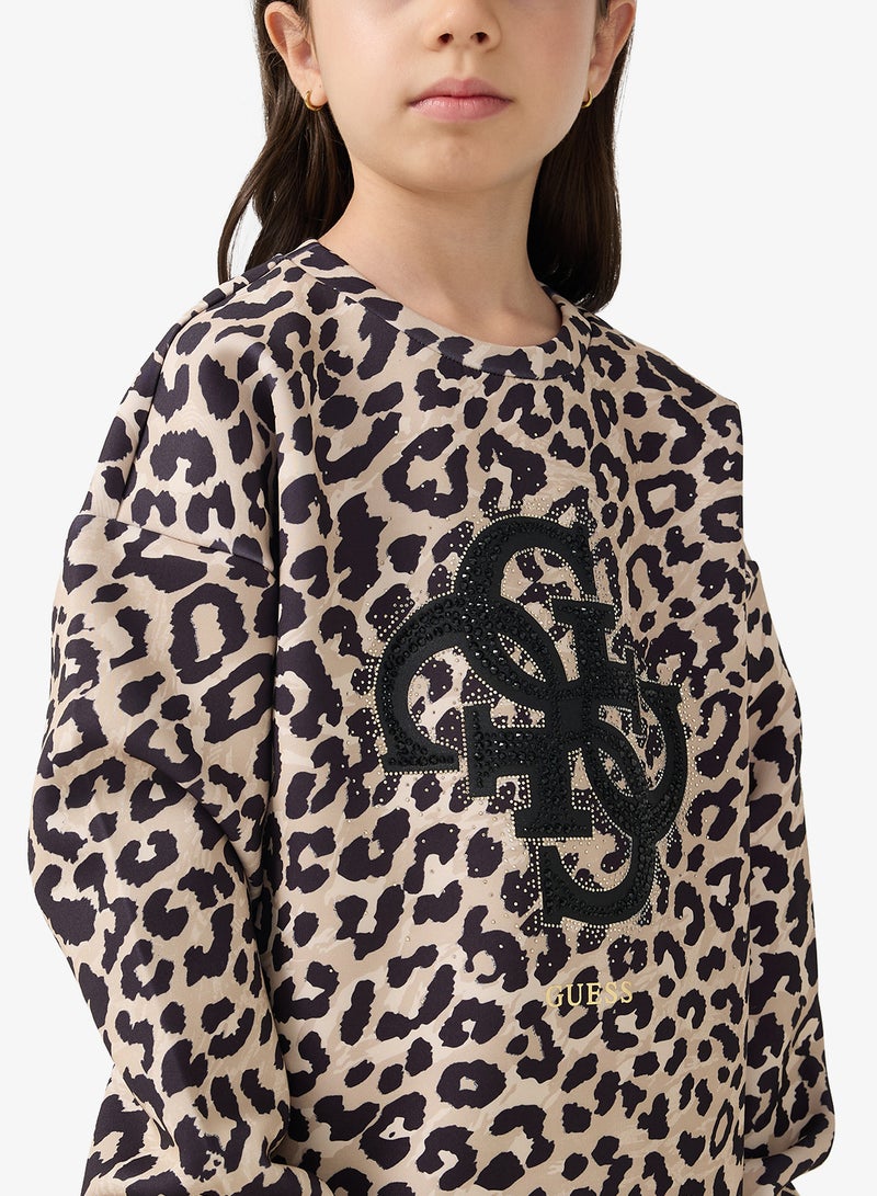 جس سويت شيرت أطفال بياقة مستديرة بطبعة جرافيك - Image 3